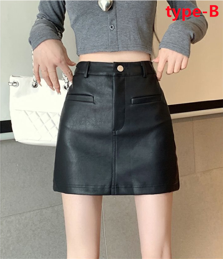フロントボタン Aライン フェイクレザー ミニスカート ショート丈 PU