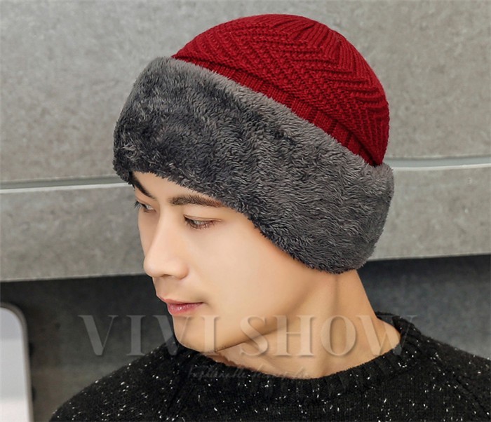 マフラー付き裏起毛ニット帽 マフラー帽子一体化 男女兼用 メンズ