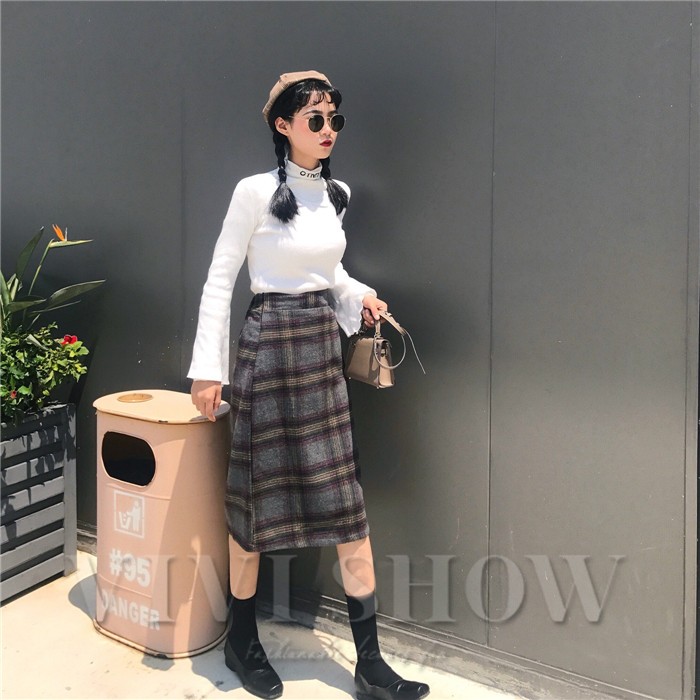スカート レディース ひざ丈 タイトスカート チェック柄 春 秋 冬