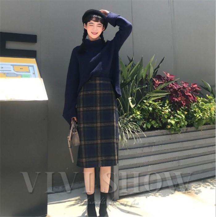 スカート レディース ひざ丈 タイトスカート チェック柄 春 秋