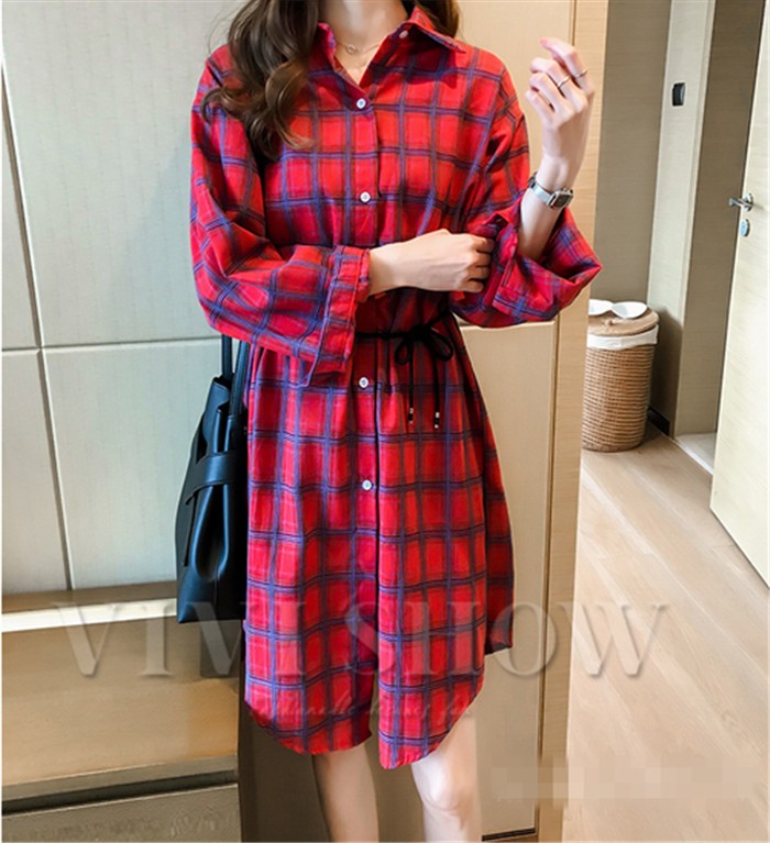 春秋冬 シャツワンピース レディース 春 秋 長袖 ロング シャツワンピ ロングワンピース スタンドカラー チェック柄 ストライプ シャツワンピース レディース 春 秋 長袖 ロング シャツワンピ