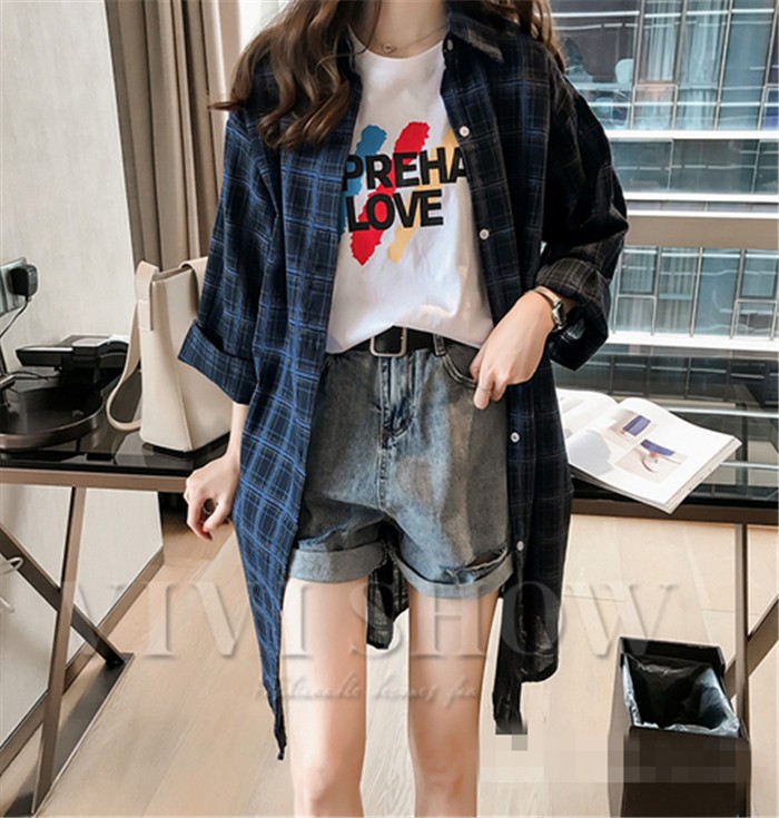 レディース チェック柄 ロングシャツ シャツワンピース アウター