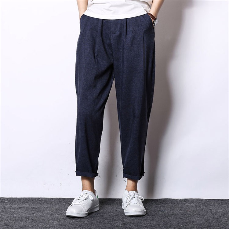 パンツ メンズ ハーレム ワイドレッグ ９分丈パンツ メンズ ボトムスパンツ ワイドパンツ ゆったり 太め アンクル