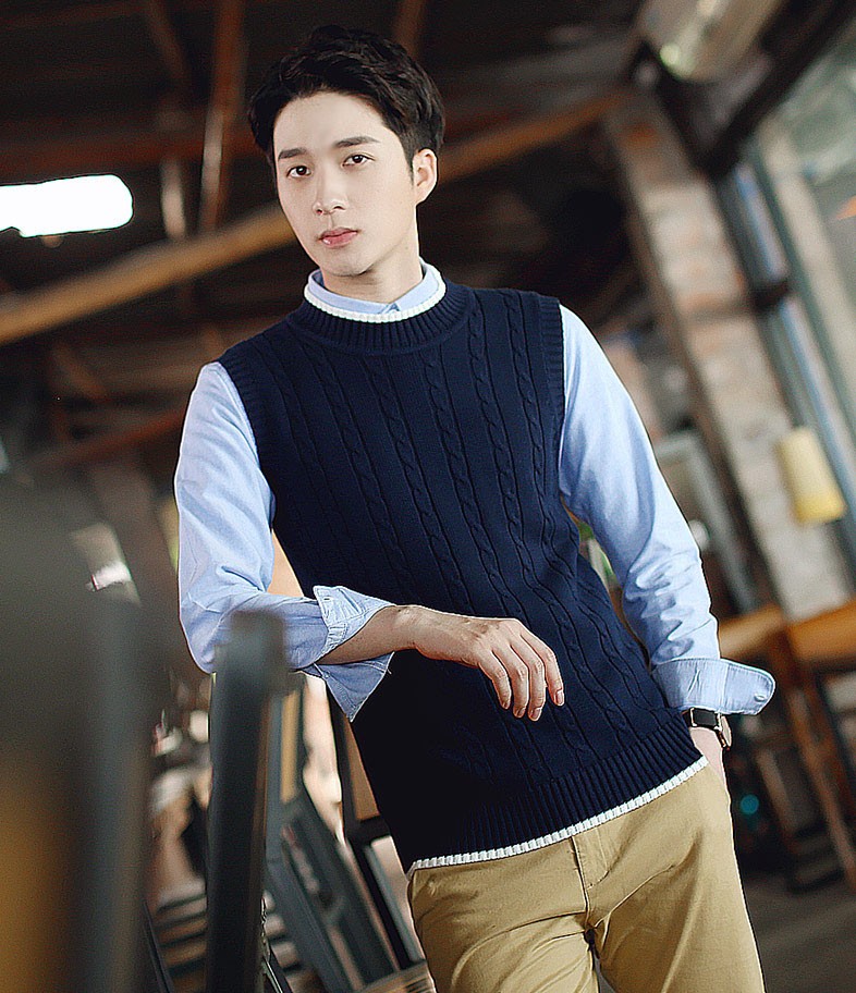 ニットベスト メンズ クルーネック クルーネックニットベスト 無地