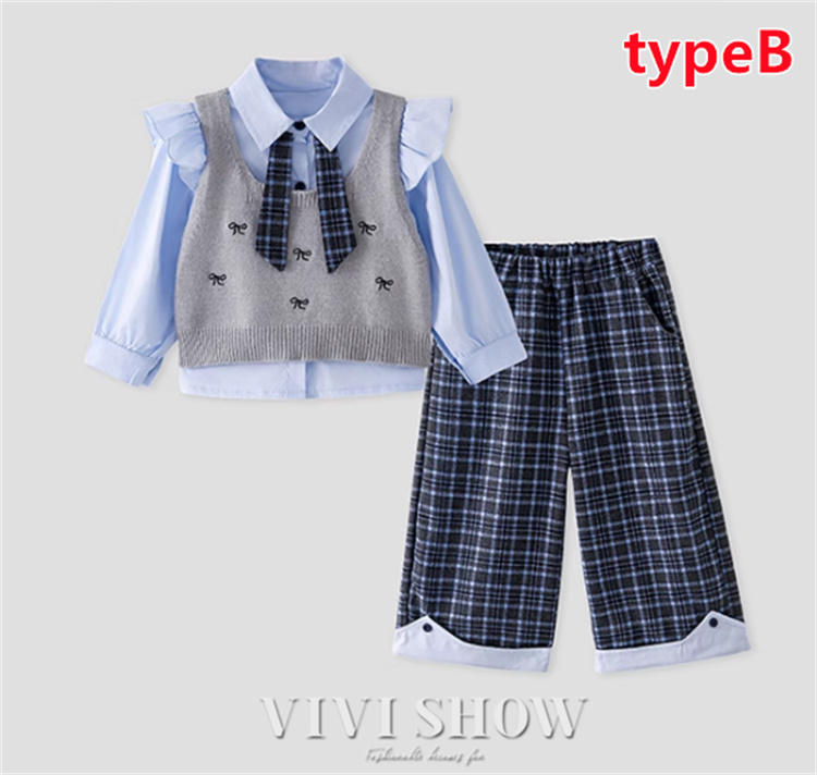 子供服 女の子 フォーマル セットアップ 長袖 ストライプ シャツ+