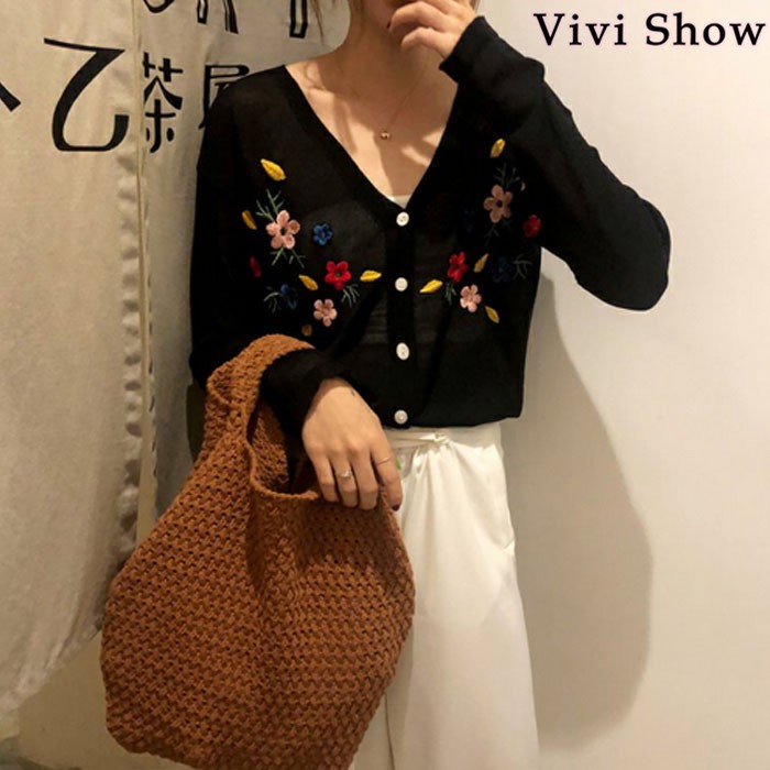 【新品未使用】45R カーディガン 薄手ニット 羽織り Rロゴ 刺繍 45R】ニット｜1977年創業、日本の服。丈夫で長持ち、気持ちの