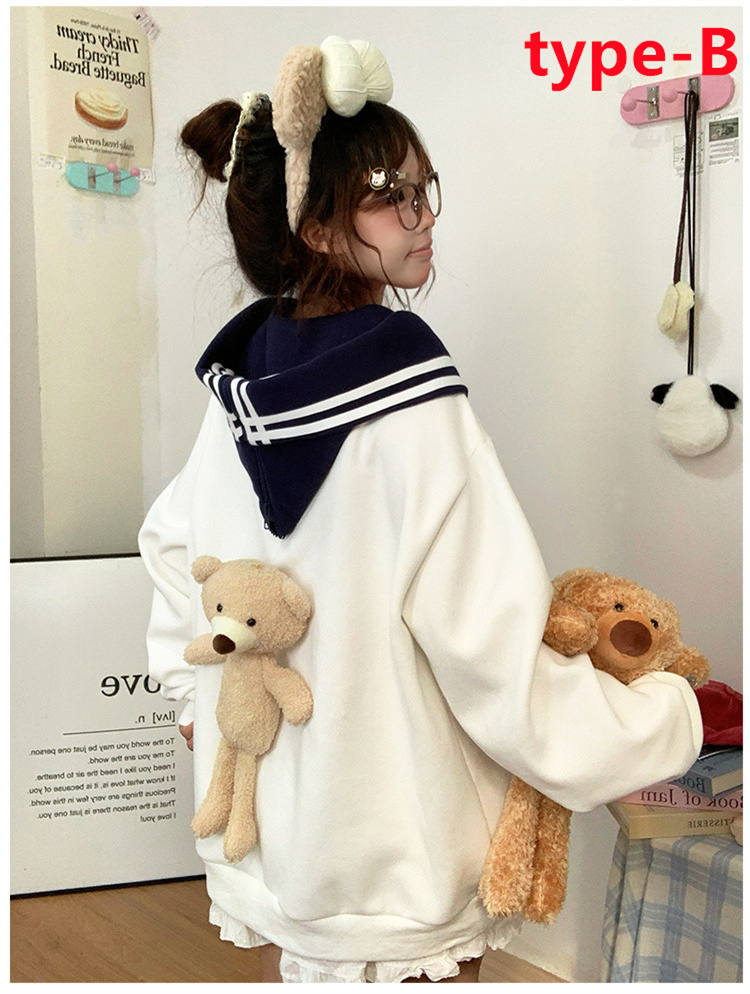 レディース トレーナーセーラー風 セーラー襟 長袖 マリン風