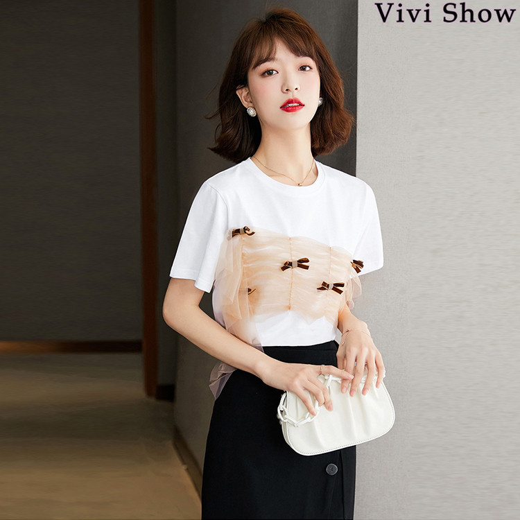 レディース Tシャツ きれいめ 上品 半袖 ブラウス リボン オシャレ