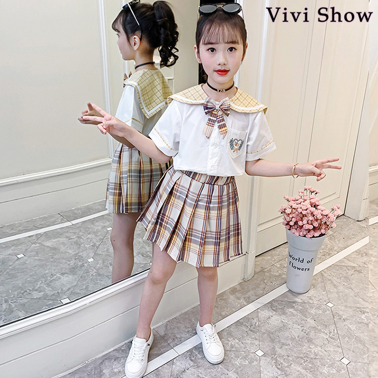 子供服 セットアップ 夏 韓国子供服 女の子 ジュニア キッズ 上下セット 2点セット 半袖 Tシャツ ミニスカート チェック柄 通学着 通園着 vivishow :dap139:VIVISHOW 通販 子供服 セットアップ 春秋 韓国子供服 女の子 ジュニア キッズ 上下セット 2点セット 長袖 Tシャツ ミニスカート チェック柄 可愛い おしゃれ 通学着 通園着