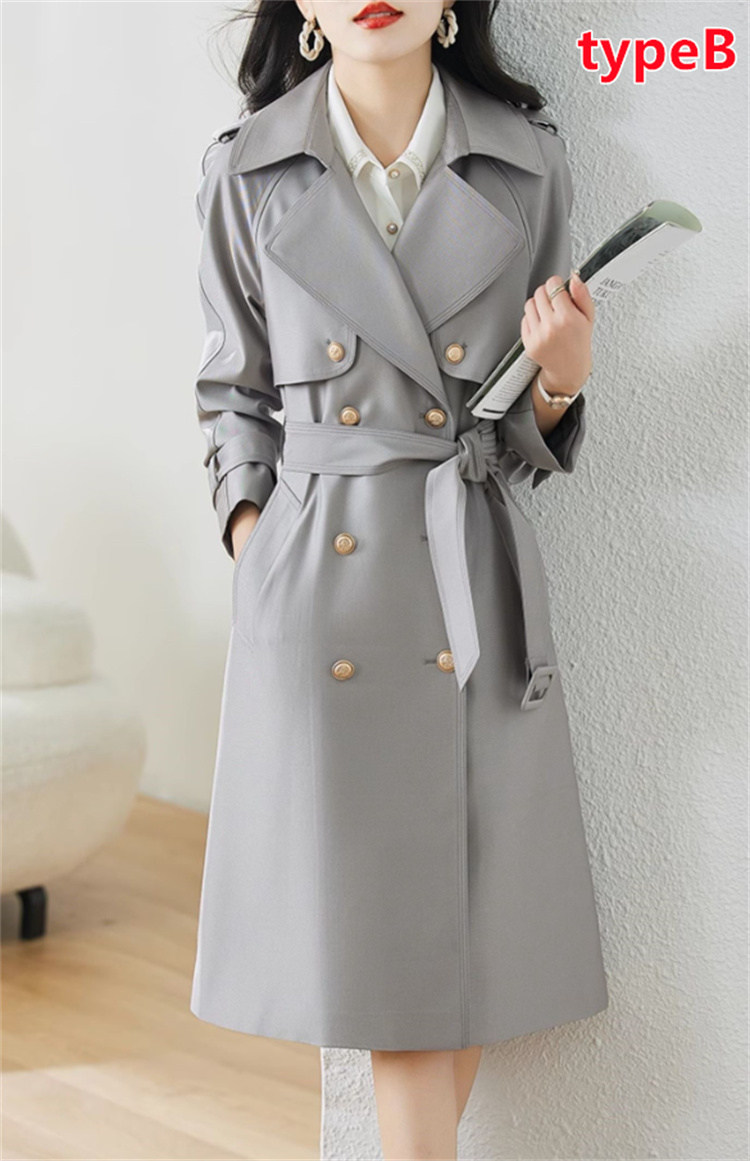 レディース トレンチコートスプリングコート 大きいサイズ 細見え