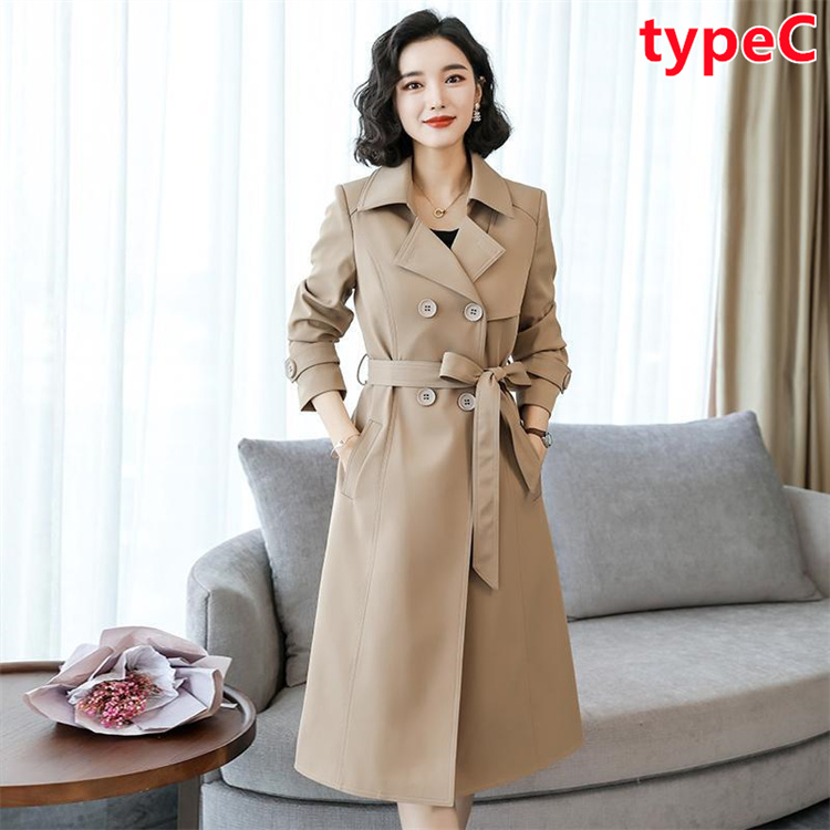 レディース トレンチコートスプリングコート 大きいサイズ 細見え