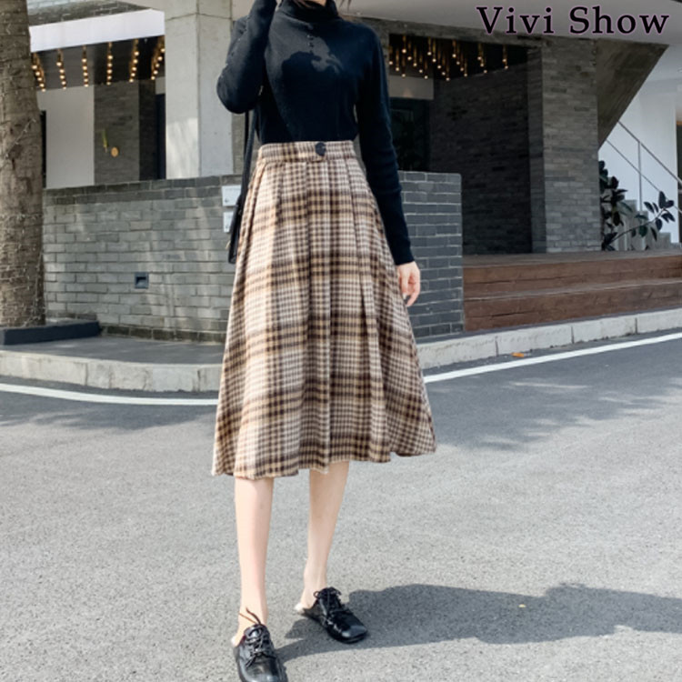 美品✨シートーキョー Elisa チェック柄ウールスカート Aライン マキシ丈 チェック柄 スカート ロングスカート レディース マキシ マキシ