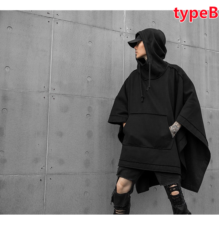 プルオーバーパーカー ケープマント メンズ ポンチョパーカー 無地