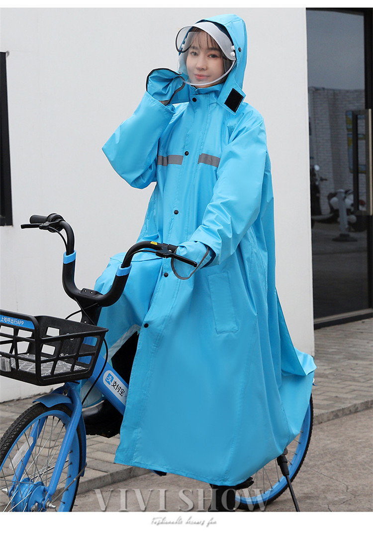 新品 レインコート 自転車 ポンチョ レディース 雨具 パステル ブルー