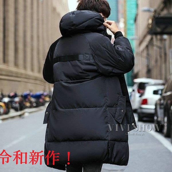 冬服 ロング丈 ダウンコート 中綿ジャケット アウター 無地 フード付き