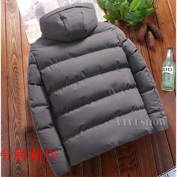 新品人気ダウンジャケット中綿メンズコートブルゾン 厚手フード付き 4