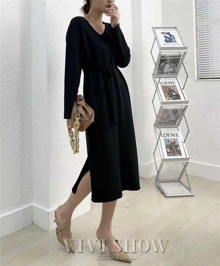 ニットワンピース ワンピース ロングワンピース ロングニット リブ編み