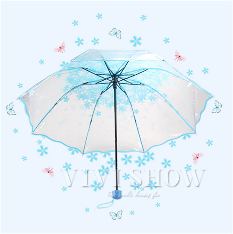 折りたたみ傘 レディース 雨傘 花柄、フラワー 桜柄 透明傘 折り畳み