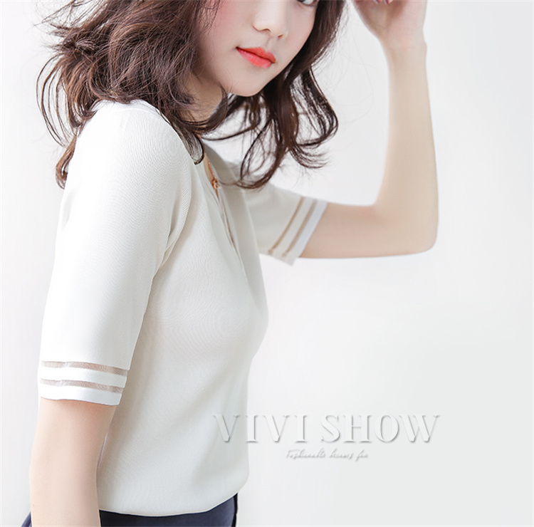 tシャツ レディース Vネック ブラウス トップス OL 夏服 半袖