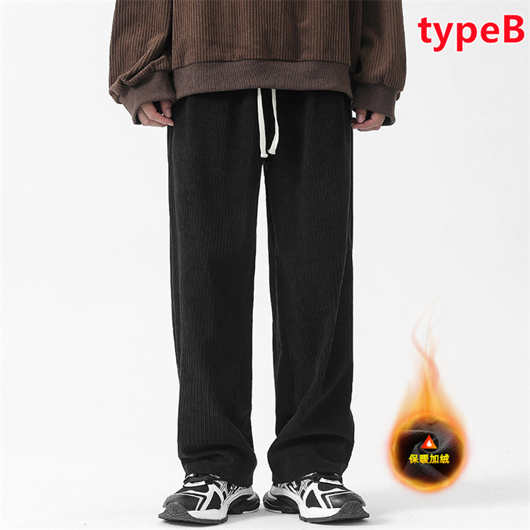 Boss コーデュロイパンツ ブラック W32-L34 カジュアル 着回し 30%OFF【CAMBIO(カンビオ)】Corduroy Wide Straight Pants