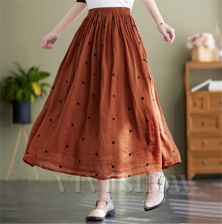 plantation☆ロングスカート☆綿☆新品 コットンプリントロングスカート(綿100%・裏地あり・洗濯機OK