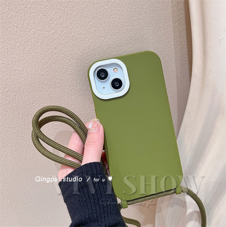 iPhone11 ショルダー紐付き ケース くすみカラー グリーン シリコン iPhone11 ショルダー紐付き ケース くすみカラー グリーン シリコン