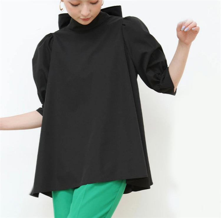 美品♪ヨリ コットン 半袖ブラウス パフスリーブ リボン