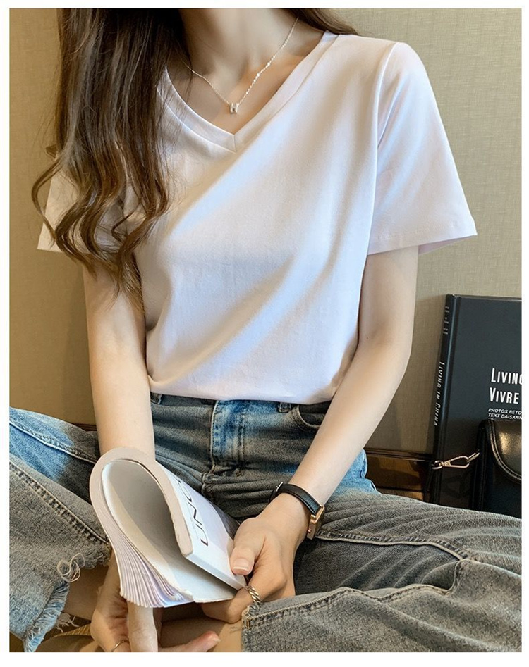 Tシャツ レディース 半袖 ニット Vネック シンプル カジュアル