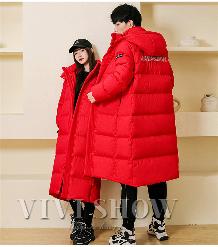 レディース メンズ ダウンジャケット アウター ロング丈 フード 暖かい