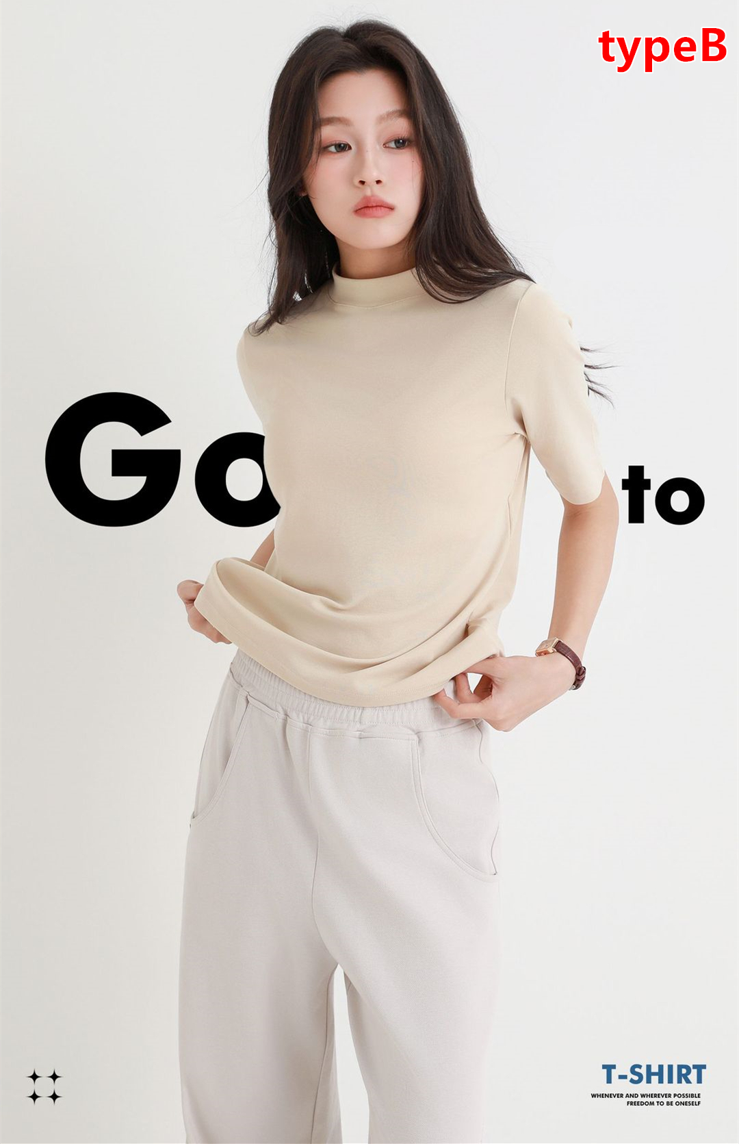 ハイネック 5分袖 レディース トップス Tシャツ ゴルフ 無地