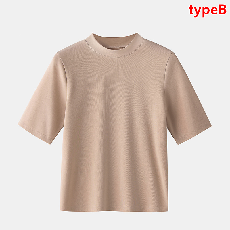 ハイネック 5分袖 レディース トップス Tシャツ ゴルフ 無地