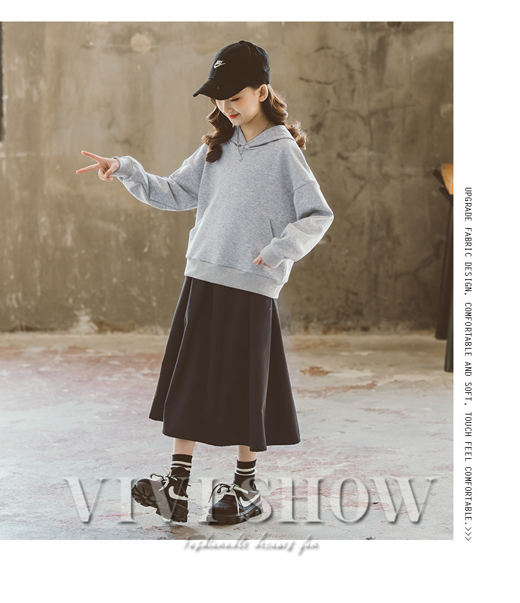 韓国子供服 セットアップ キッズ 女の子 秋冬 フード付き パーカー+