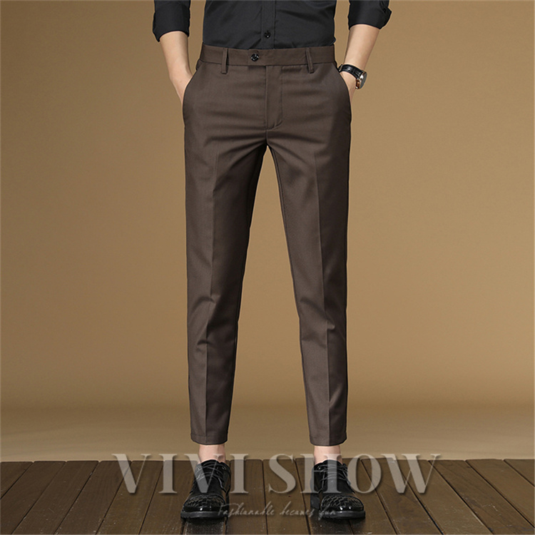 スラックス メンズ 九分丈 スリム ビジネススラックス ズボン スーツ