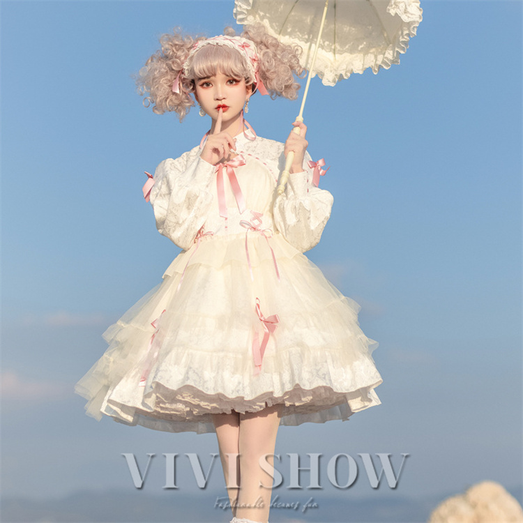 ロリータリボンドレス コスプレ、パーティーにおすすめシフォンワンピース ロリータリボンドレス コスプレ、パーティーにおすすめシフォン