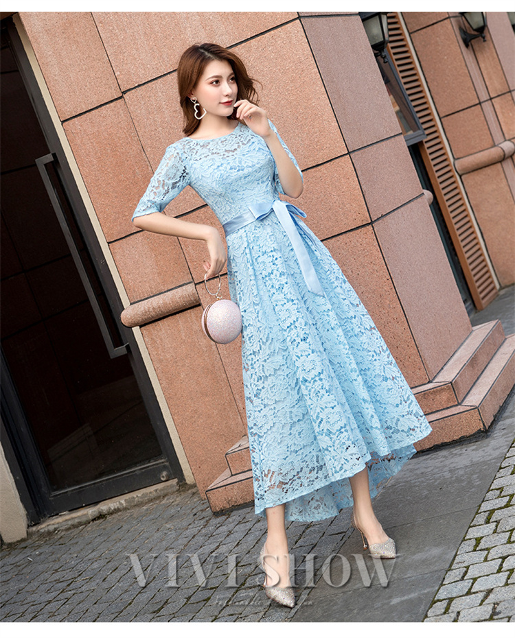 レディース ワンピース ドレス フォーマル パーティー レース リボン ５分袖 ロング丈 きれい おしゃれ シンプル 結婚式 お呼ばれ レディース ワンピース ドレス フォーマル パーティー レース リボン