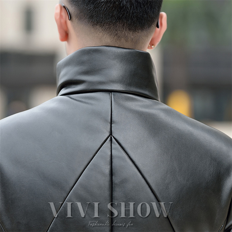 レザーコート 革ジャン メンズ レザージャケット 紳士服 vネック