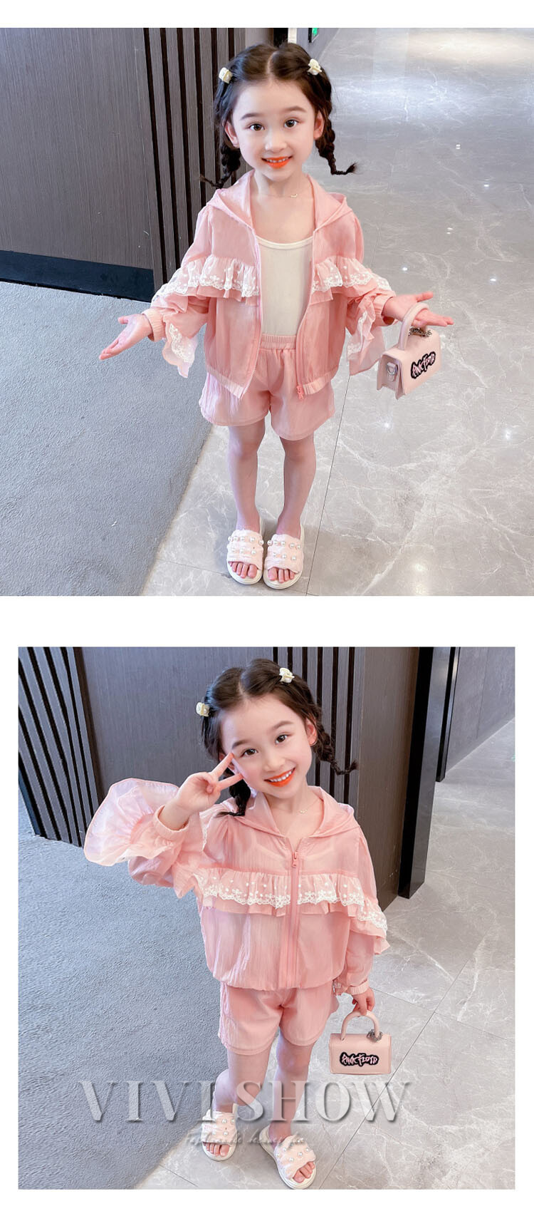 女の子 セットアップ パーカー ハーフパンツ レース ふりふり 子供服