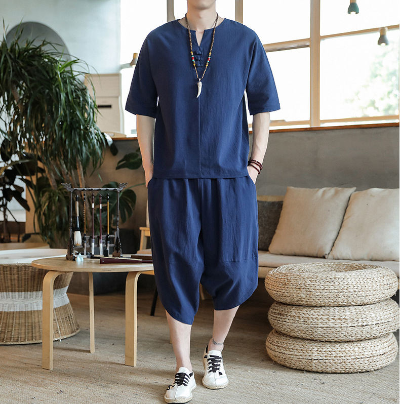 メンズ セットアップ 上下セット 5分丈シャツ ハーフパンツ ゆったり