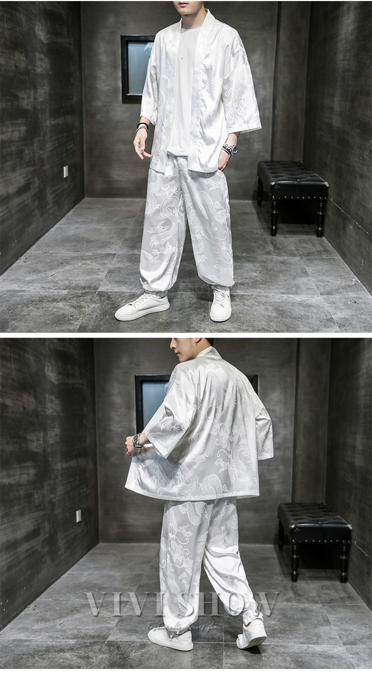 メンズ セットアップ 上下セット 7分袖 ワイドパンツ ロング丈パンツ
