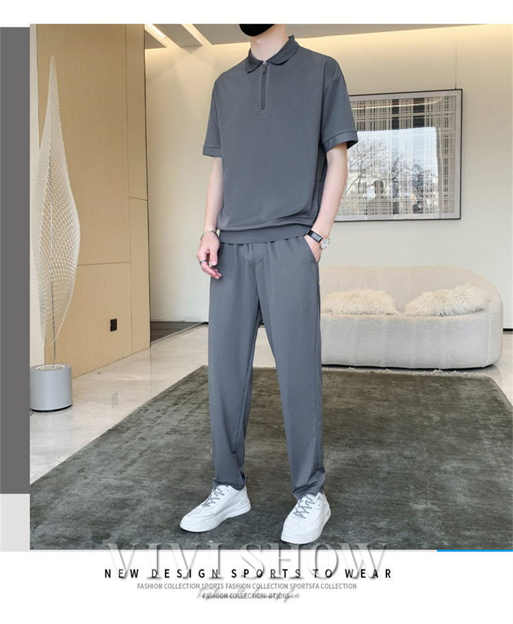 メンズ セットアップ 上下セット 半袖シャツ ロング丈パンツ