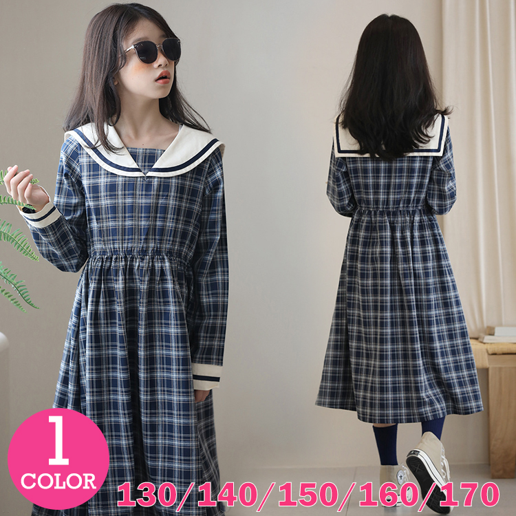ジュニア キッズ 子供服 ワンピース チェック柄 かわいい 制服風