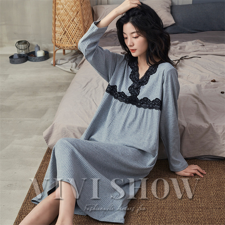 レディース パジャマ ルームウェア ワンピースタイプ ゆったり 長袖