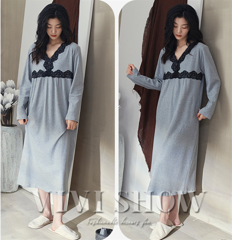 レディース パジャマ ルームウェア ワンピースタイプ ゆったり 長袖