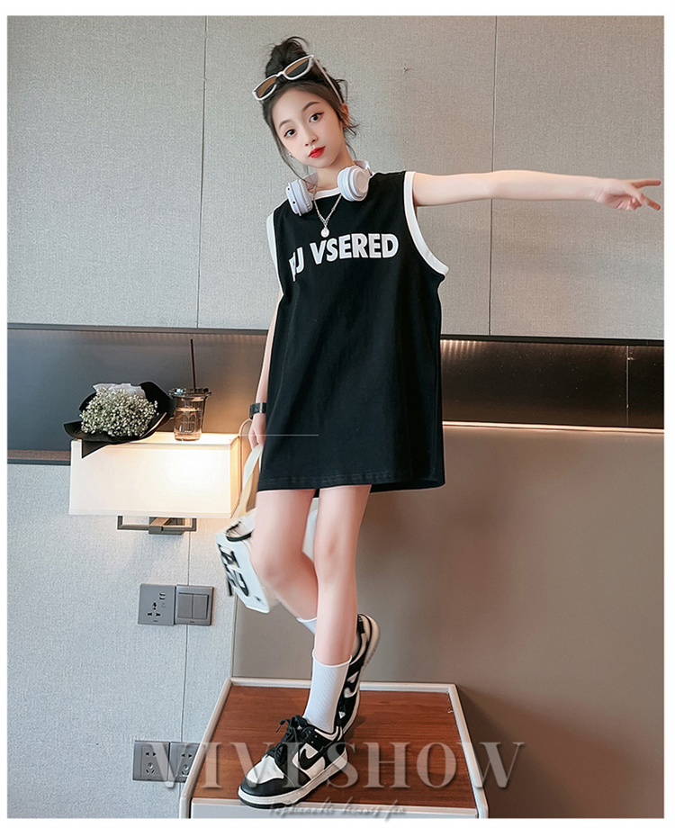 キッズ ジュニア Ｔシャツ 半袖 ロング丈 ワンピース風 トップス シンプル ゆったり 子供服 ロゴ...