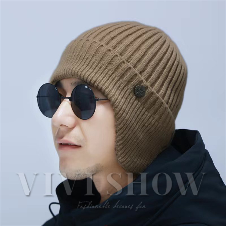 秋冬メンズニット帽 男性用 防寒耳当て付き 頭を包む帽子男性向けヘッドウェア