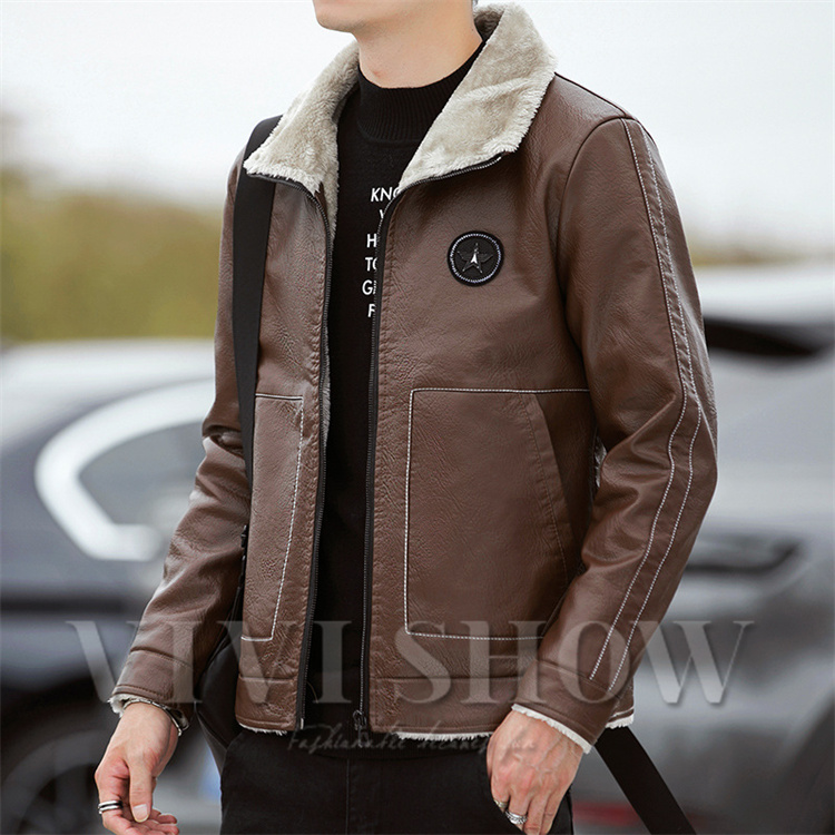 レザージャケット ライダースジャケット メンズ 冬服 裏起毛 PU革