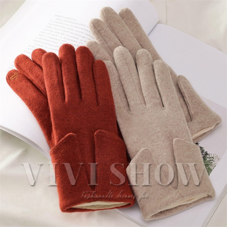 レディース 手袋 カシミヤ グローブ ファー 厚手 ボア付き 裏起毛 防寒