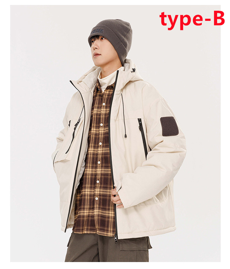 中綿ジャケット メンズ 中綿入り 中綿コート 前開き ダウン入り フード