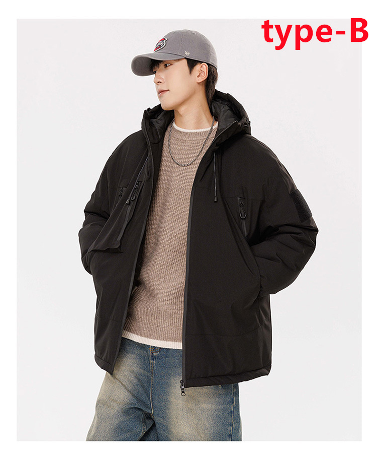 中綿ジャケット メンズ 中綿入り 中綿コート 前開き ダウン入り フード