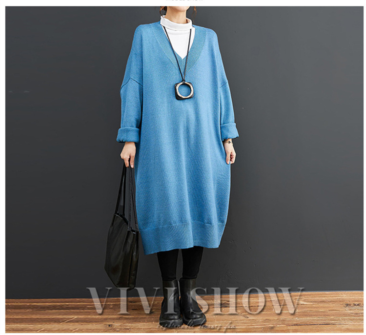 ARTS&SCIENCE【コットン&カシミヤ】長袖チュニック丈ワンピース 春秋冬 ニットワンピース 膝丈 長袖 ニット レディース チュニック ロング